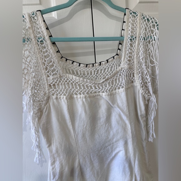 Mexican Embroidered linen blend mini Shift Dress size 0 - Picture 7 of 11